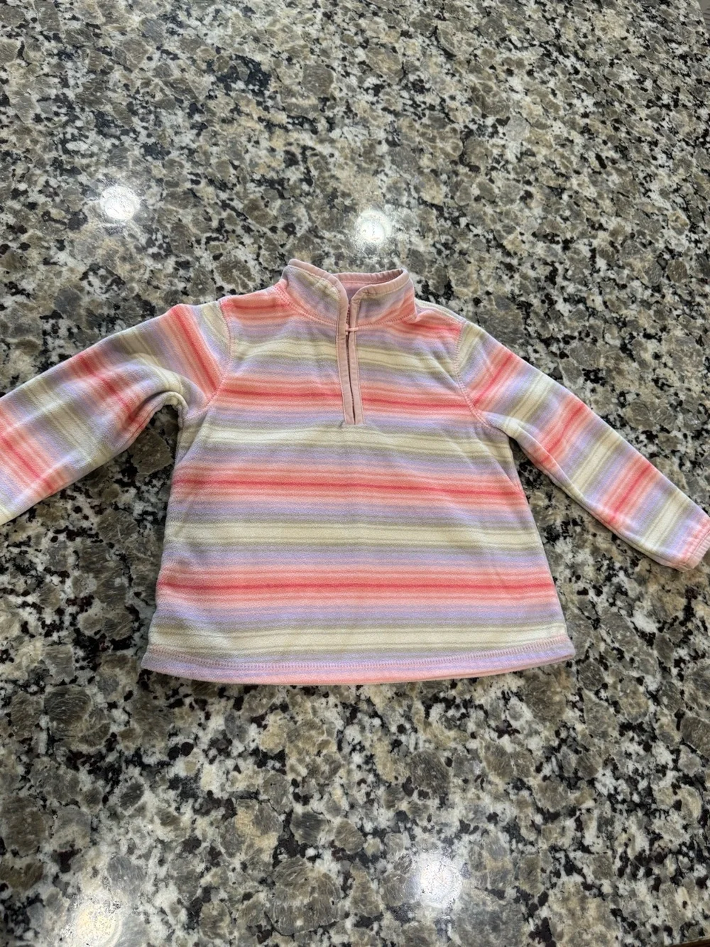 Osh Kosh B’Gosh Striped Pastel Quarter-Zip Kids Top - Pink & Cream